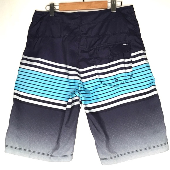 Hurley Black Ombré Blue Stripe Board Swim Shorts - Picture 3 of 10